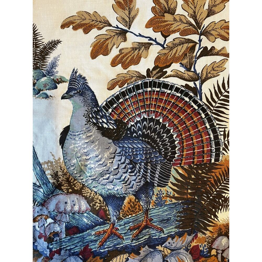 Vintage Pheasant Birds Mushrooms Pillow Covers Throw Accent Fall 15 x 15 - Picture 4 of 5